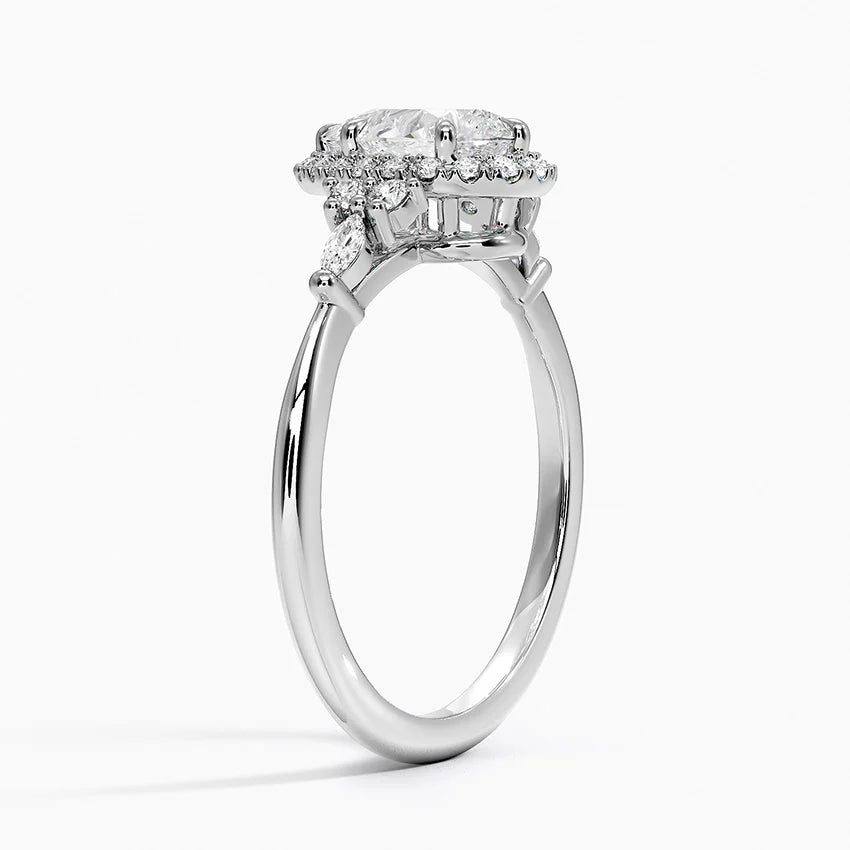 1.25 Karat Damla Halo Tasarım Tektaş Laboratuvar Pırlanta Yüzük 18K -Amara - Bold Diamonds
