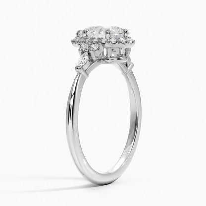 1.25 Karat Damla Halo Tasarım Tektaş Laboratuvar Pırlanta Yüzük 18K -Amara - Bold Diamonds
