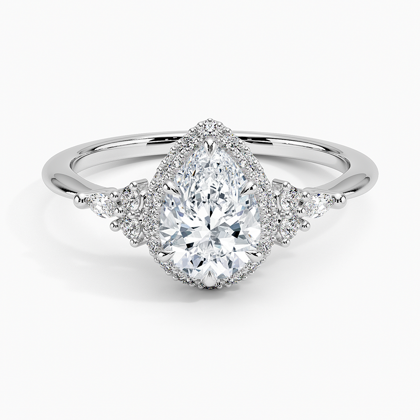 1.25 Karat Damla Halo Tasarım Tektaş Laboratuvar Pırlanta Yüzük 18K -Amara - Bold Diamonds