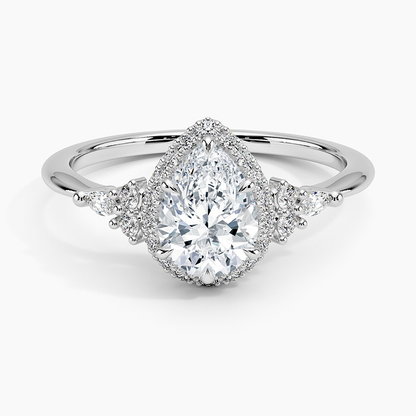 1.25 Karat Damla Halo Tasarım Tektaş Laboratuvar Pırlanta Yüzük 18K -Amara - Bold Diamonds