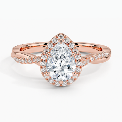 1.25 Karat Damla Halo Tasarım Tektaş Laboratuvar Pırlanta Yüzük 18K -Diamora - Bold Diamonds