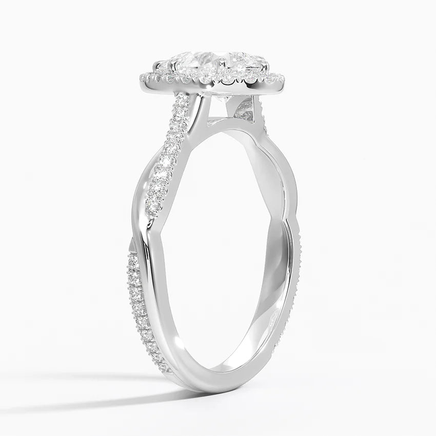 1.25 Karat Damla Halo Tasarım Tektaş Laboratuvar Pırlanta Yüzük 18K -Diamora - Bold Diamonds