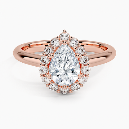 1.25 Karat Damla Halo Tasarım Tektaş Laboratuvar Pırlanta Yüzük 18K -Illumina - Bold Diamonds