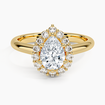1.25 Karat Damla Halo Tasarım Tektaş Laboratuvar Pırlanta Yüzük 18K -Illumina - Bold Diamonds