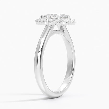 1.25 Karat Damla Halo Tasarım Tektaş Laboratuvar Pırlanta Yüzük 18K -Illumina - Bold Diamonds