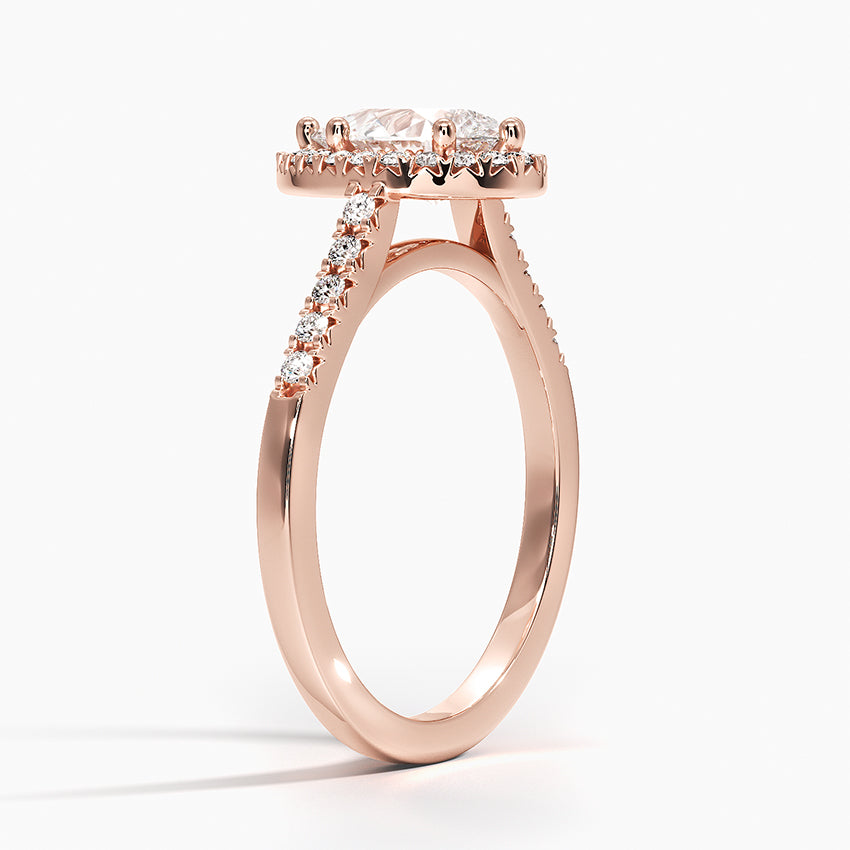 1,25 Karat Damla Halo Tasarım Tektaş Laboratuvar Pırlanta Yüzük 18K - Lunara - Bold Diamonds