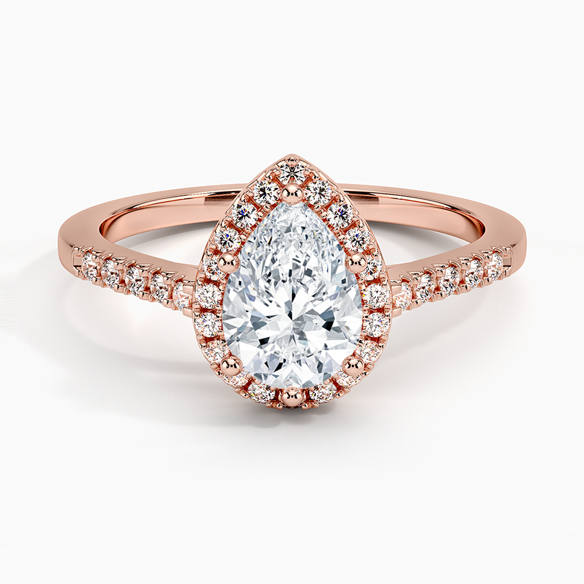 1,25 Karat Damla Halo Tasarım Tektaş Laboratuvar Pırlanta Yüzük 18K - Lunara - Bold Diamonds