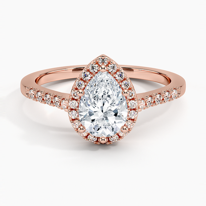 1,25 Karat Damla Halo Tasarım Tektaş Laboratuvar Pırlanta Yüzük 18K - Lunara - Bold Diamonds