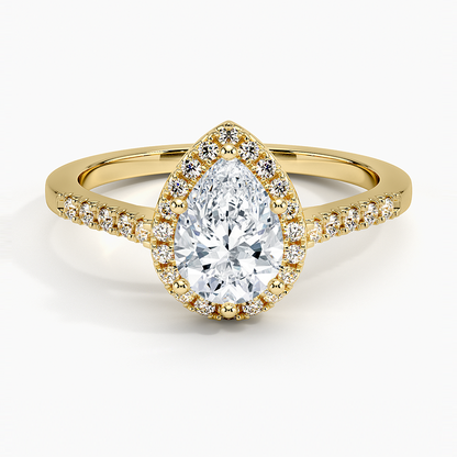 1,25 Karat Damla Halo Tasarım Tektaş Laboratuvar Pırlanta Yüzük 18K - Lunara - Bold Diamonds