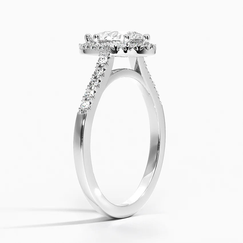 1,25 Karat Damla Halo Tasarım Tektaş Laboratuvar Pırlanta Yüzük 18K - Lunara - Bold Diamonds
