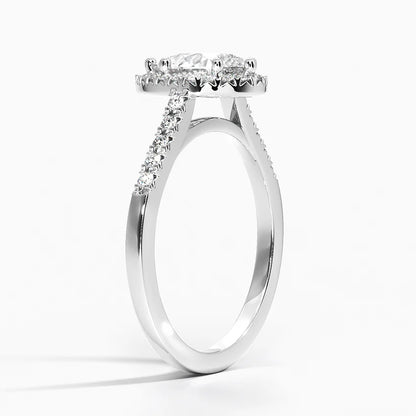 1,25 Karat Damla Halo Tasarım Tektaş Laboratuvar Pırlanta Yüzük 18K - Lunara - Bold Diamonds