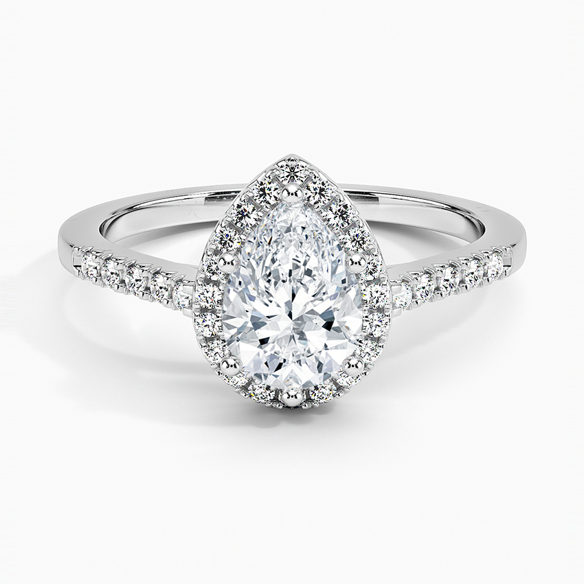 1,25 Karat Damla Halo Tasarım Tektaş Laboratuvar Pırlanta Yüzük 18K - Lunara - Bold Diamonds