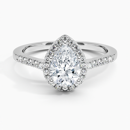 1,25 Karat Damla Halo Tasarım Tektaş Laboratuvar Pırlanta Yüzük 18K - Lunara - Bold Diamonds