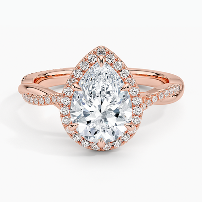 1.25 Karat Damla Halo Tasarım Tektaş Laboratuvar Pırlanta Yüzük 18K -Magnara - Bold Diamonds
