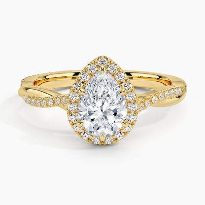 1.25 Karat Damla Halo Tasarım Tektaş Laboratuvar Pırlanta Yüzük 18K -Magnara - Bold Diamonds