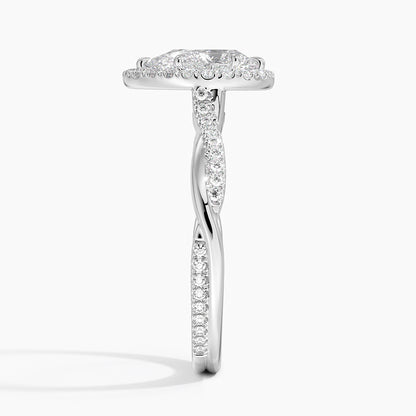 1.25 Karat Damla Halo Tasarım Tektaş Laboratuvar Pırlanta Yüzük 18K -Magnara - Bold Diamonds