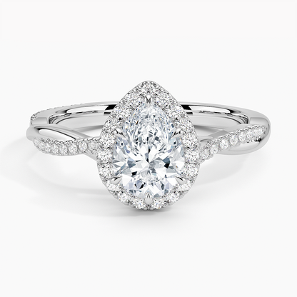 1.25 Karat Damla Halo Tasarım Tektaş Laboratuvar Pırlanta Yüzük 18K -Magnara - Bold Diamonds