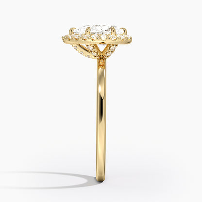 1.25 Karat Damla Halo Tasarım Tektaş Laboratuvar Pırlanta Yüzük 18K - Ophelia - Bold Diamonds