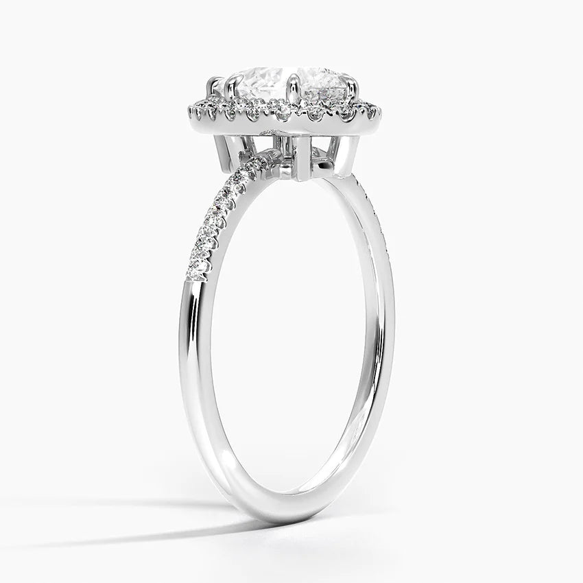 1.25 Karat Damla Halo Tasarım Tektaş Laboratuvar Pırlanta Yüzük 18K -Valora - Bold Diamonds