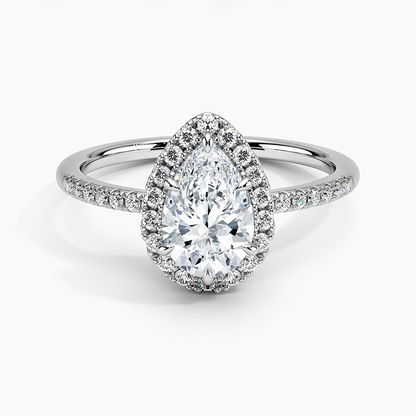 1.25 Karat Damla Halo Tasarım Tektaş Laboratuvar Pırlanta Yüzük 18K -Valora - Bold Diamonds
