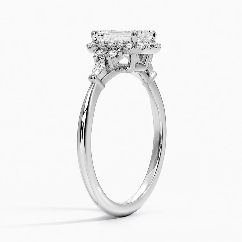 1.25 Karat Emerald Halo Tasarım Tektaş Laboratuvar Pırlanta Yüzük 18K -Amara - Bold Diamonds