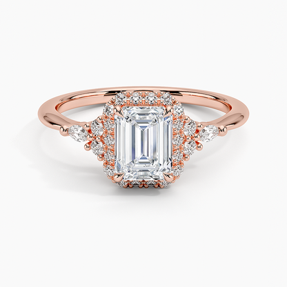 1.25 Karat Emerald Halo Tasarım Tektaş Laboratuvar Pırlanta Yüzük 18K -Amara - Bold Diamonds