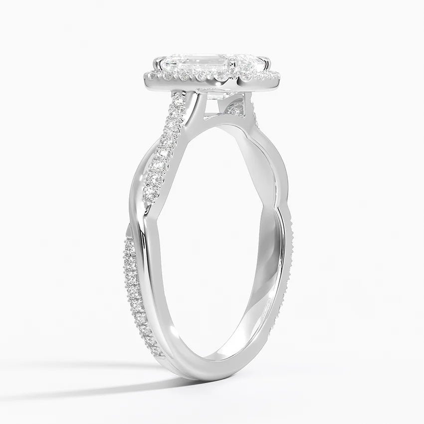 1.25 Karat Emerald Halo Tasarım Tektaş Laboratuvar Pırlanta Yüzük 18K -Diamora - Bold Diamonds