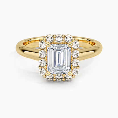 1.25 Karat Emerald Halo Tasarım Tektaş Laboratuvar Pırlanta Yüzük 18K -Illumina - Bold Diamonds