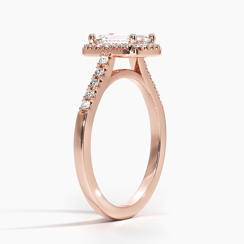 1,25 Karat Emerald Halo Tasarım Tektaş Laboratuvar Pırlanta Yüzük 18K - Lunara - Bold Diamonds