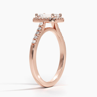 1,25 Karat Emerald Halo Tasarım Tektaş Laboratuvar Pırlanta Yüzük 18K - Lunara - Bold Diamonds