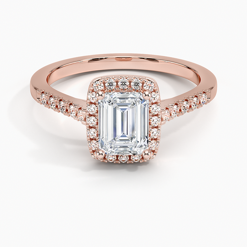 1,25 Karat Emerald Halo Tasarım Tektaş Laboratuvar Pırlanta Yüzük 18K - Lunara - Bold Diamonds