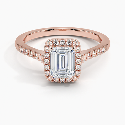 1,25 Karat Emerald Halo Tasarım Tektaş Laboratuvar Pırlanta Yüzük 18K - Lunara - Bold Diamonds