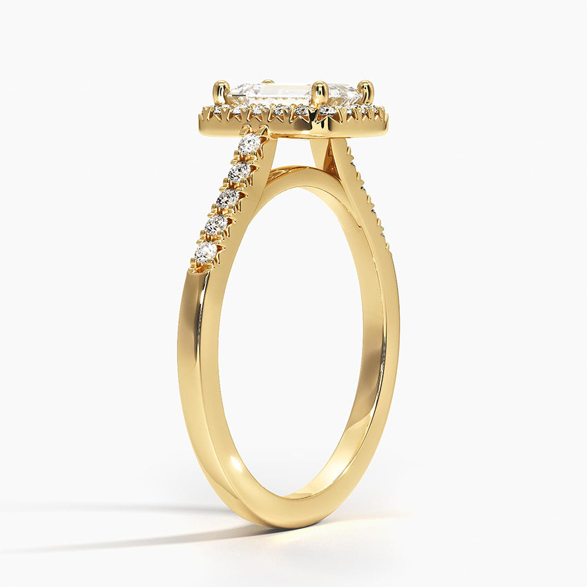 1,25 Karat Emerald Halo Tasarım Tektaş Laboratuvar Pırlanta Yüzük 18K - Lunara - Bold Diamonds