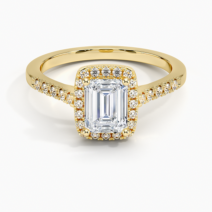 1,25 Karat Emerald Halo Tasarım Tektaş Laboratuvar Pırlanta Yüzük 18K - Lunara - Bold Diamonds