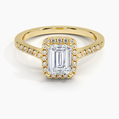 1,25 Karat Emerald Halo Tasarım Tektaş Laboratuvar Pırlanta Yüzük 18K - Lunara - Bold Diamonds
