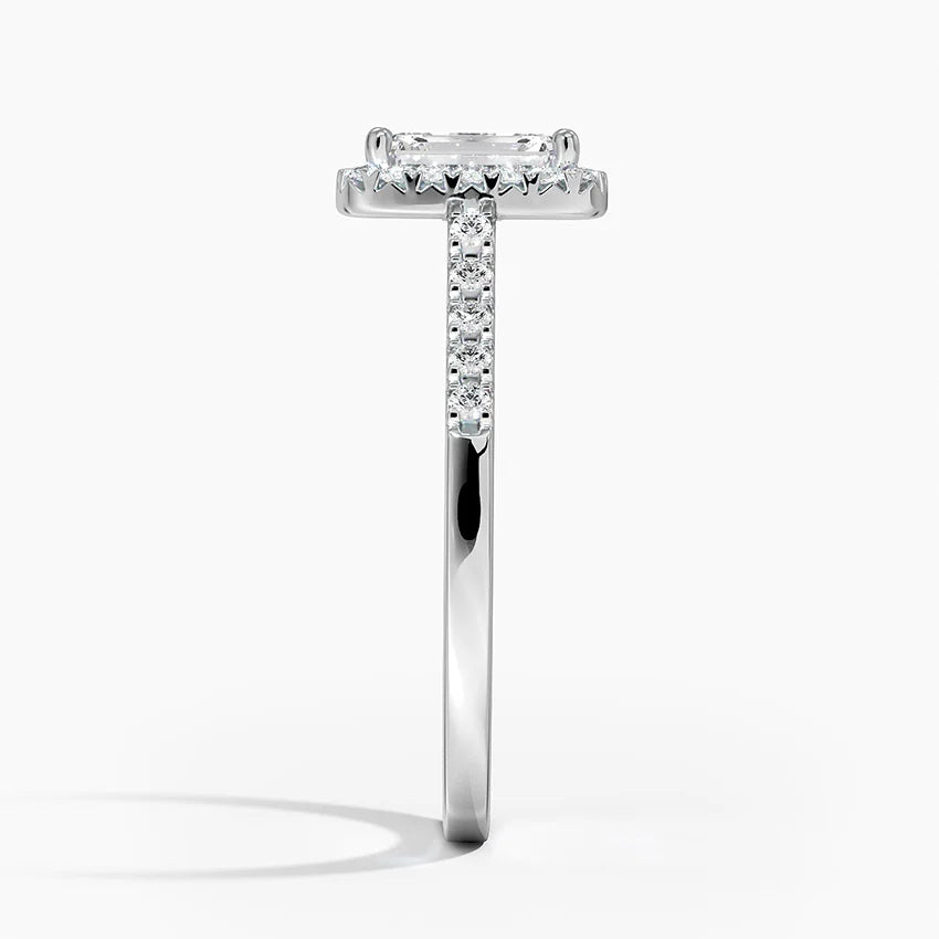 1,25 Karat Emerald Halo Tasarım Tektaş Laboratuvar Pırlanta Yüzük 18K - Lunara - Bold Diamonds