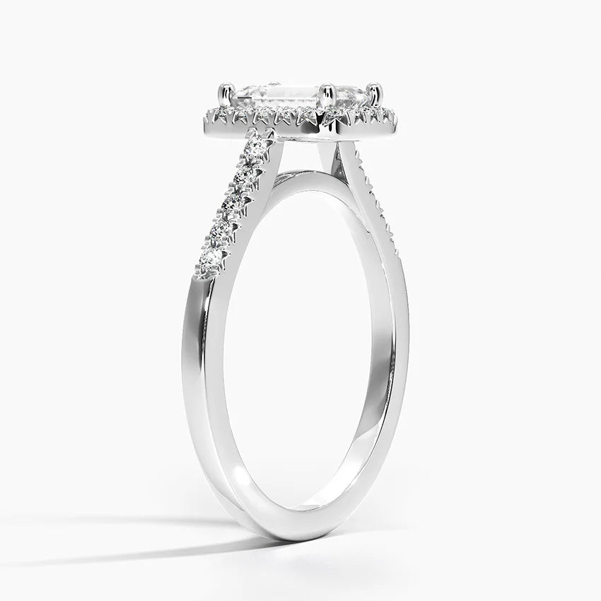 1,25 Karat Emerald Halo Tasarım Tektaş Laboratuvar Pırlanta Yüzük 18K - Lunara - Bold Diamonds