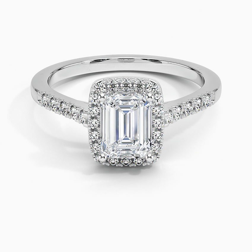 1,25 Karat Emerald Halo Tasarım Tektaş Laboratuvar Pırlanta Yüzük 18K - Lunara - Bold Diamonds