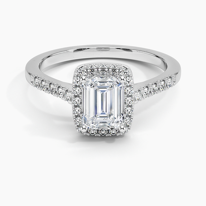 1,25 Karat Emerald Halo Tasarım Tektaş Laboratuvar Pırlanta Yüzük 18K - Lunara - Bold Diamonds