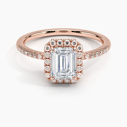 1.25 Karat Emerald Halo Tasarım Tektaş Laboratuvar Pırlanta Yüzük 18K -Valora - Bold Diamonds