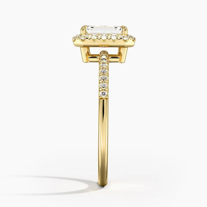 1.25 Karat Emerald Halo Tasarım Tektaş Laboratuvar Pırlanta Yüzük 18K -Valora - Bold Diamonds