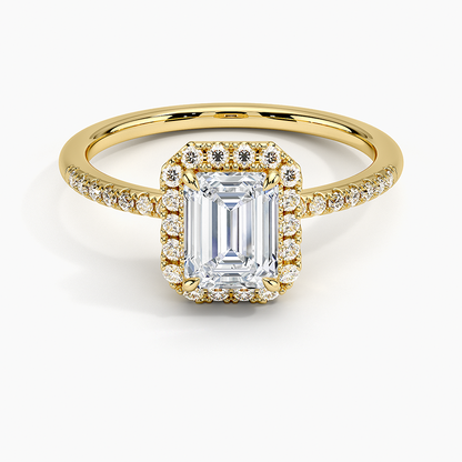 1.25 Karat Emerald Halo Tasarım Tektaş Laboratuvar Pırlanta Yüzük 18K -Valora - Bold Diamonds