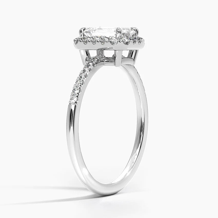 1.25 Karat Emerald Halo Tasarım Tektaş Laboratuvar Pırlanta Yüzük 18K -Valora - Bold Diamonds