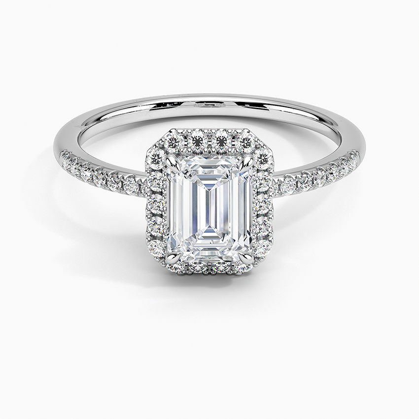 1.25 Karat Emerald Halo Tasarım Tektaş Laboratuvar Pırlanta Yüzük 18K -Valora - Bold Diamonds