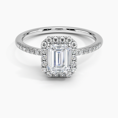 1.25 Karat Emerald Halo Tasarım Tektaş Laboratuvar Pırlanta Yüzük 18K -Valora - Bold Diamonds