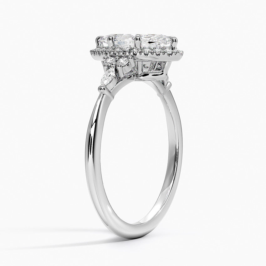1.25 Karat Marquise Halo Tasarım Tektaş Laboratuvar Pırlanta Yüzük 18K -Amara - Bold Diamonds