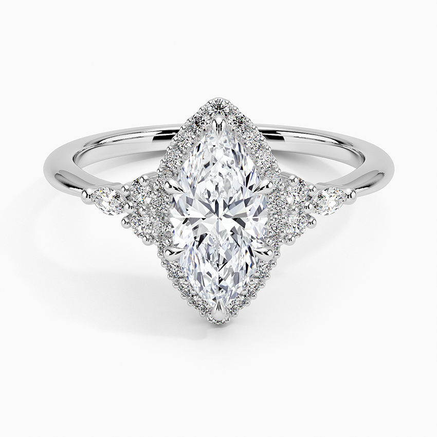 1.25 Karat Marquise Halo Tasarım Tektaş Laboratuvar Pırlanta Yüzük 18K -Amara - Bold Diamonds