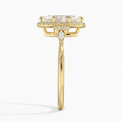 1.25 Karat Marquise Halo Tasarım Tektaş Laboratuvar Pırlanta Yüzük 18K -Amara - Bold Diamonds