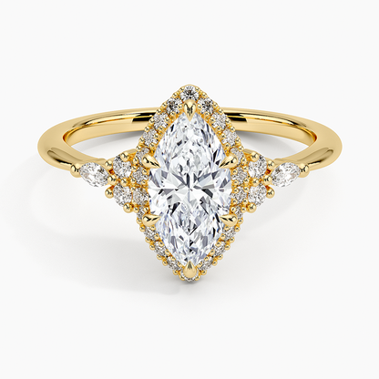 1.25 Karat Marquise Halo Tasarım Tektaş Laboratuvar Pırlanta Yüzük 18K -Amara - Bold Diamonds