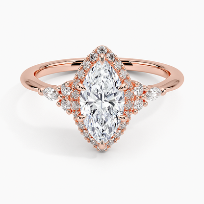 1.25 Karat Marquise Halo Tasarım Tektaş Laboratuvar Pırlanta Yüzük 18K -Amara - Bold Diamonds